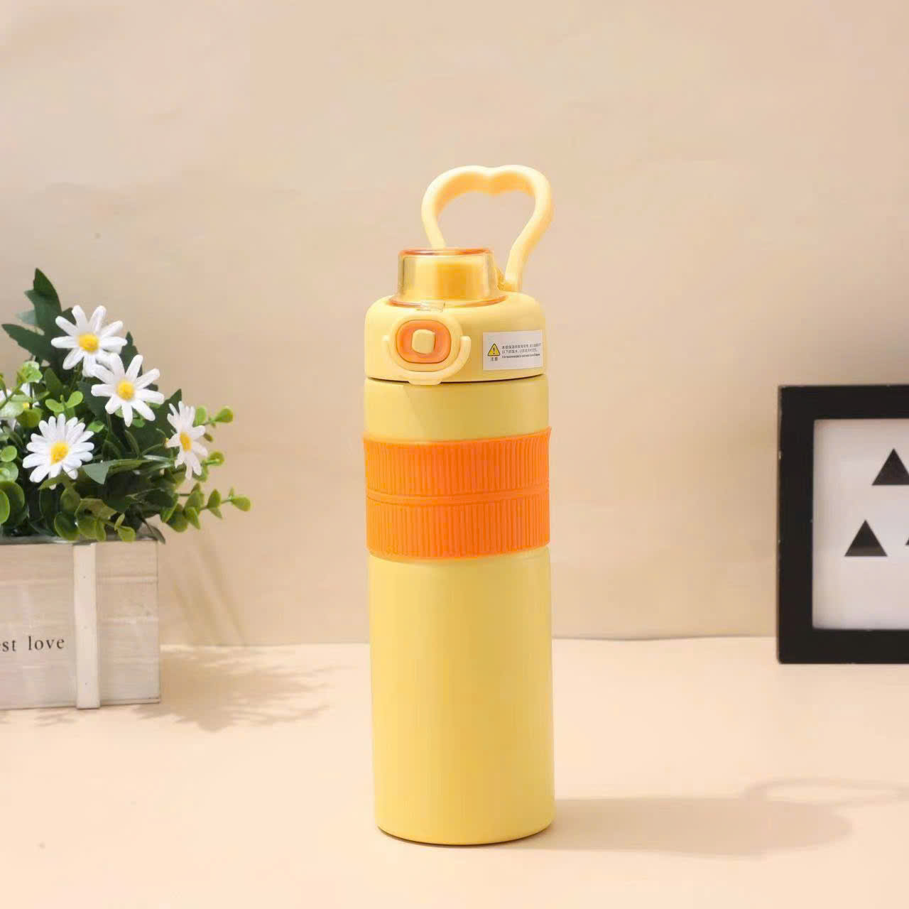 Bình inox quai xách trái tim 600ml